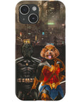 Funda personalizada para teléfono con 2 mascotas 'Batdog &amp; Wonder Doggette'