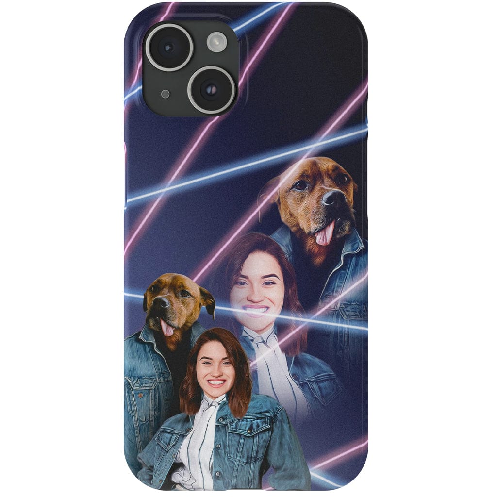 Funda para teléfono personalizada Lazer Portrait Pet (masculino)/humano (femenino) de los años 80