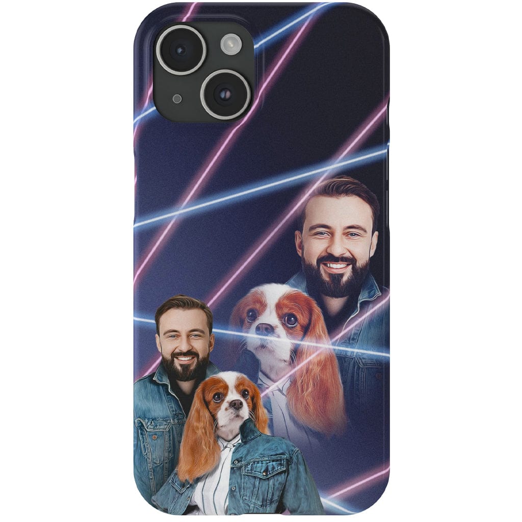 Funda para teléfono personalizada Lazer Portrait Pet (femenino)/humano (masculino) de los años 80