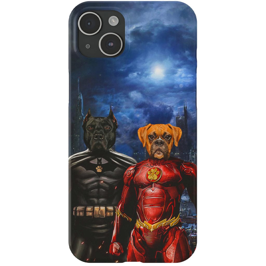 Funda personalizada para teléfono con 2 mascotas &#39;Batdog &amp;amp; Flash Doggo&#39;