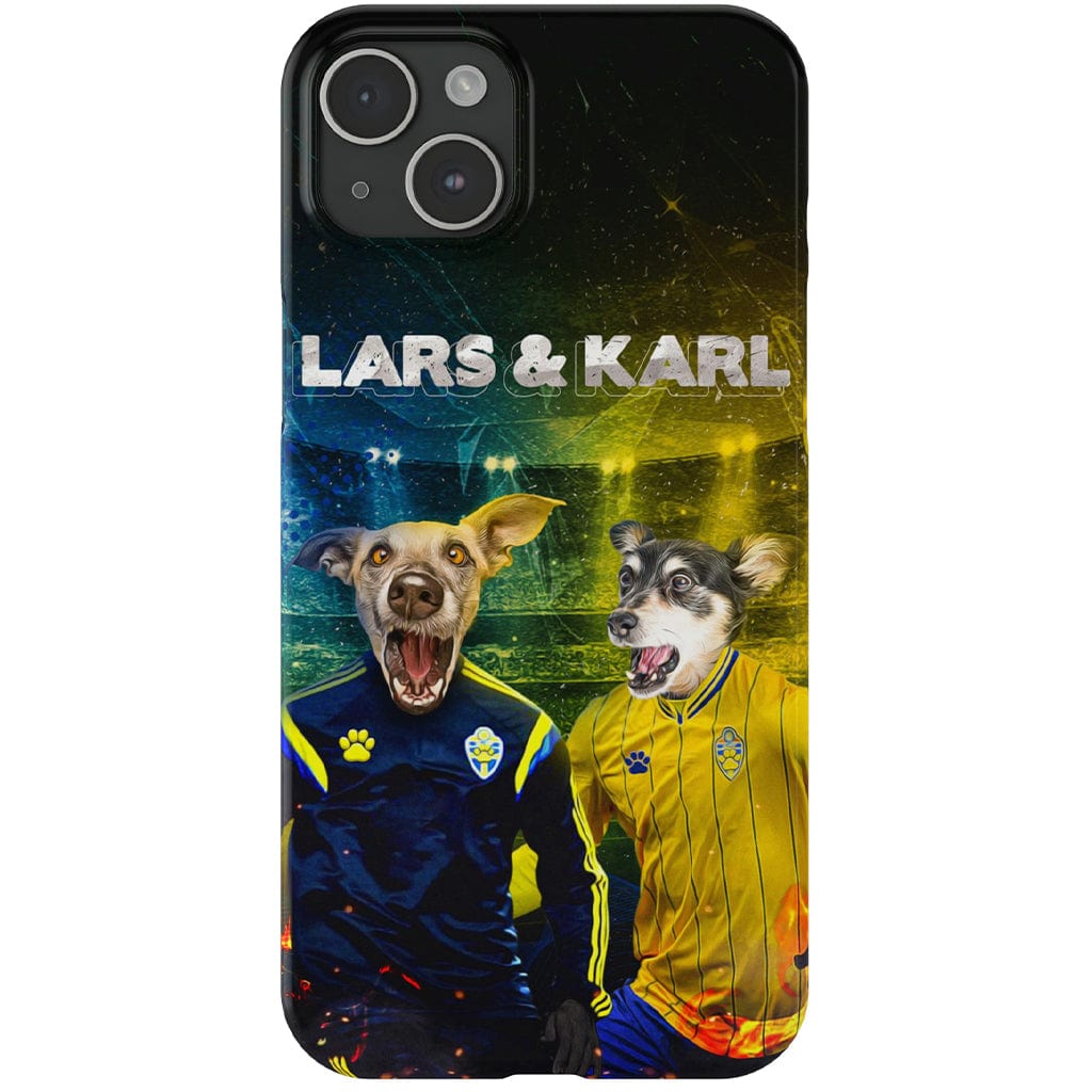 Funda personalizada para teléfono con 2 mascotas &#39;Sweden Doggos Euro Football&#39;