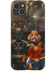 Funda personalizada para teléfono con 2 mascotas 'Batdog &amp; Wonder Doggette'