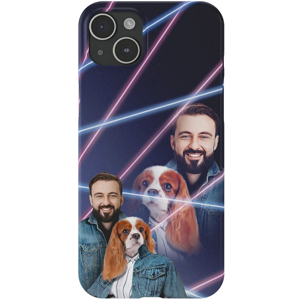 Funda para teléfono personalizada Lazer Portrait Pet (femenino)/humano (masculino) de los años 80