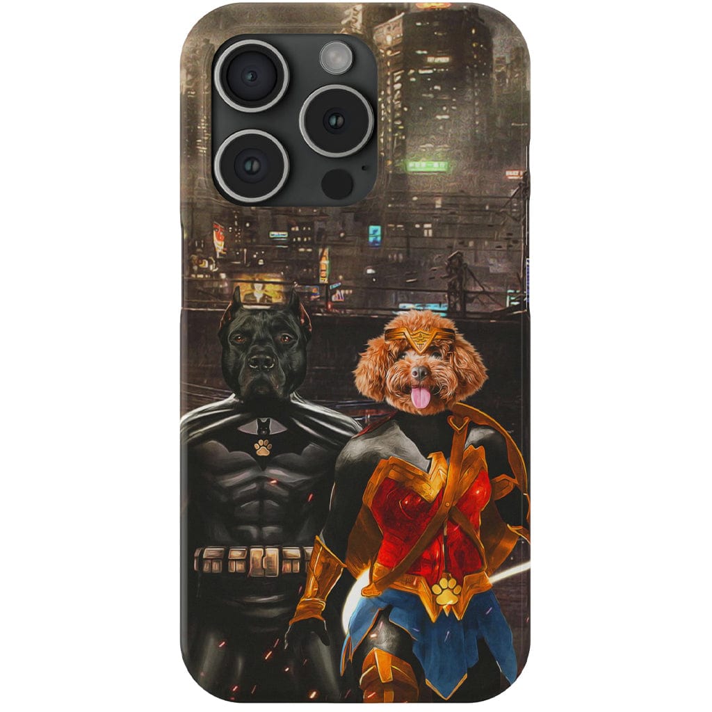 Funda personalizada para teléfono con 2 mascotas &#39;Batdog &amp;amp; Wonder Doggette&#39;