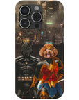 Funda personalizada para teléfono con 2 mascotas 'Batdog &amp; Wonder Doggette'