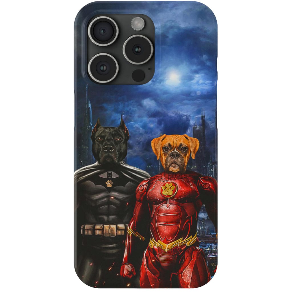 Funda personalizada para teléfono con 2 mascotas &#39;Batdog &amp;amp; Flash Doggo&#39;