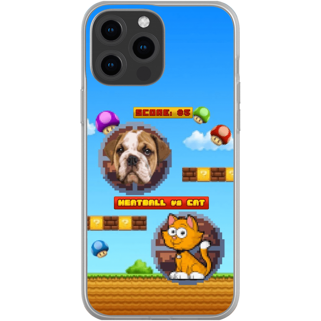 Funda de teléfono para mascotas personalizada con videojuego retro