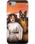 Funda personalizada para teléfono con 2 mascotas 'Princess Leidown &amp; Jedi-Doggo'