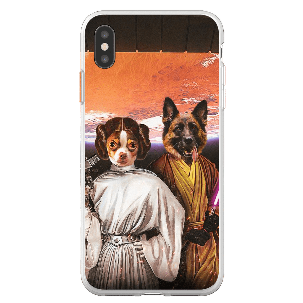 Funda personalizada para teléfono con 2 mascotas &#39;Princess Leidown &amp;amp; Jedi-Doggo&#39;