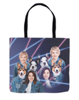 Bolsa de tela personalizada '1980s Lazer Portrait 2 Pet &amp; Humans(Hembras)'