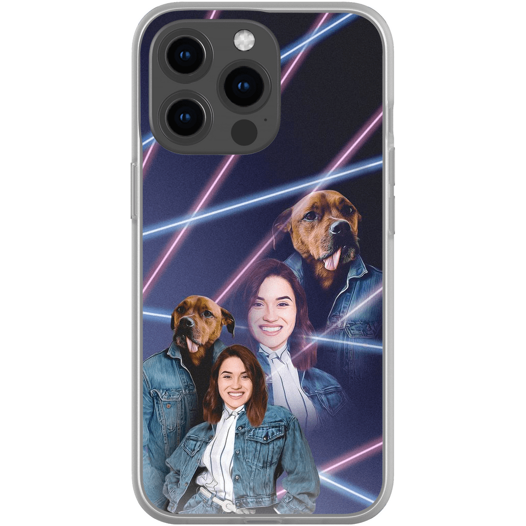 Funda para teléfono personalizada Lazer Portrait Pet (masculino)/humano (femenino) de los años 80