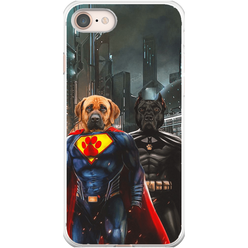 Funda personalizada para teléfono con 2 mascotas &#39;Superdog &amp;amp; Batdog&#39;