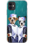 Funda personalizada para teléfono con 2 mascotas 'Las enfermeras'