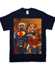 Camiseta personalizada para 2 mascotas 'Superdog &amp; Wonder Doggette'