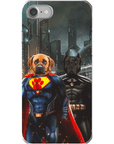 Funda personalizada para teléfono con 2 mascotas 'Superdog &amp; Batdog'