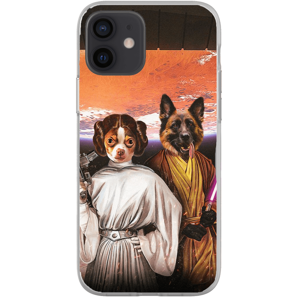 Funda personalizada para teléfono con 2 mascotas &#39;Princess Leidown &amp;amp; Jedi-Doggo&#39;