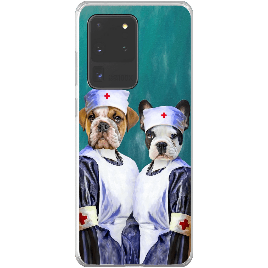 Funda personalizada para teléfono con 2 mascotas &#39;Las enfermeras&#39;