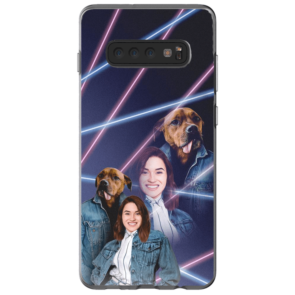 Funda para teléfono personalizada Lazer Portrait Pet (masculino)/humano (femenino) de los años 80