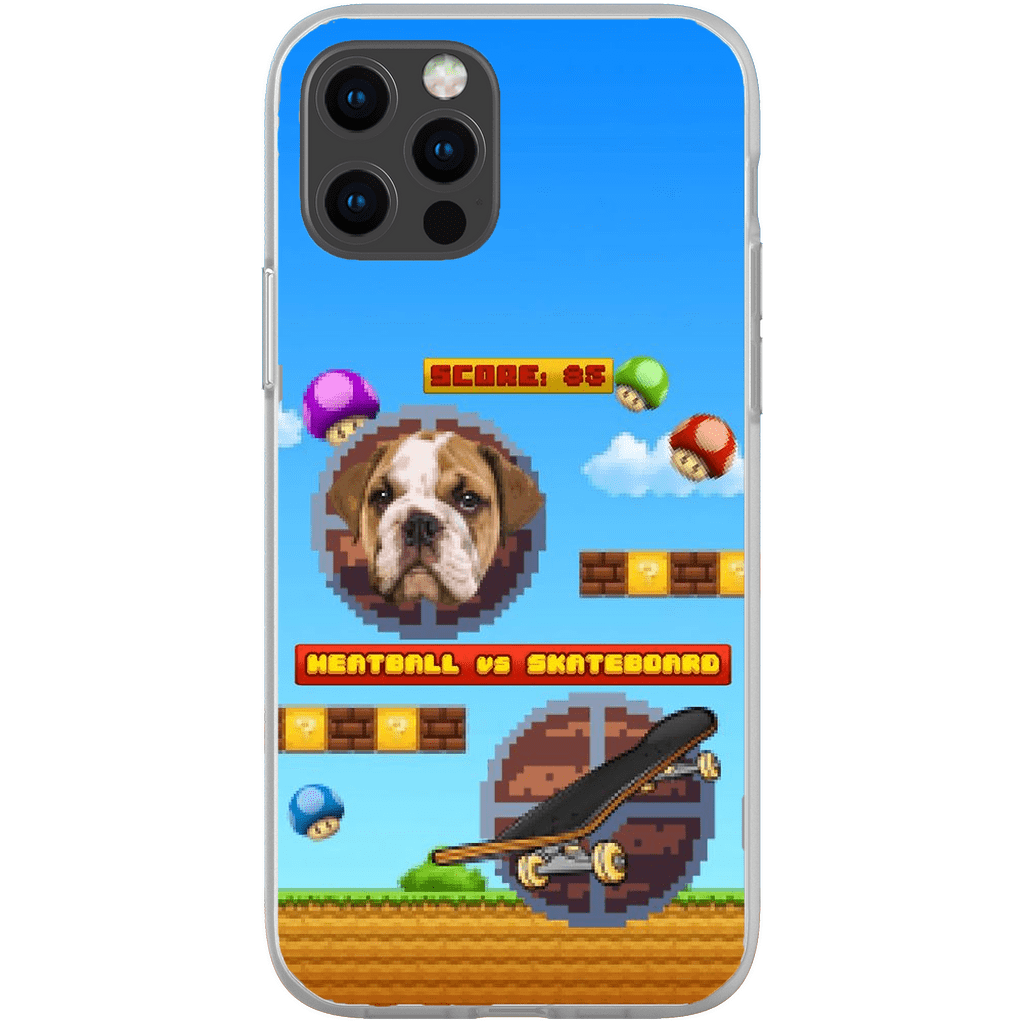 Funda de teléfono para mascotas personalizada con videojuego retro