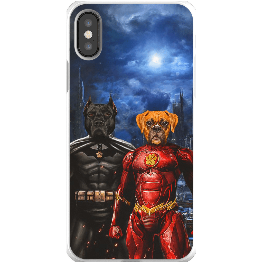 Funda personalizada para teléfono con 2 mascotas &#39;Batdog &amp;amp; Flash Doggo&#39;