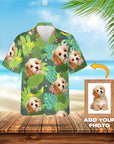 Camisa hawaiana personalizada (verde frondoso: 1-4 mascotas)