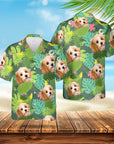 Camisa hawaiana personalizada (verde frondoso: 1-4 mascotas)