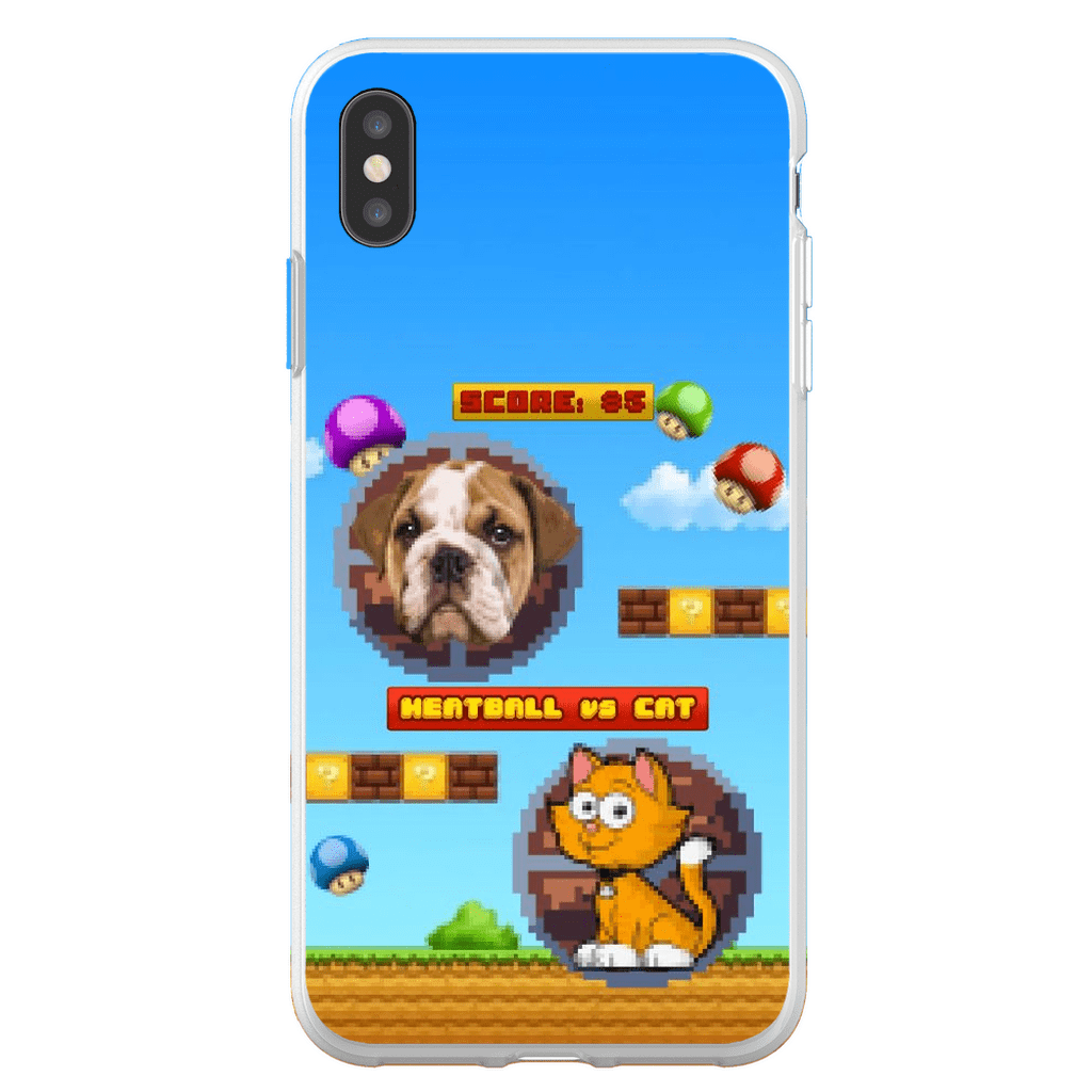 Funda de teléfono para mascotas personalizada con videojuego retro