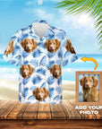 Camisa hawaiana personalizada (azul primaveral: 1-4 mascotas)