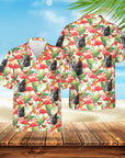 Camisa hawaiana personalizada (Flamingo Paradise: 1-4 mascotas)