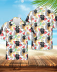 Camisa hawaiana personalizada (blanco afrutado: 1-4 mascotas)