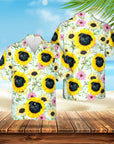 Camisa hawaiana personalizada (Sunflower Sky: 1-4 mascotas)