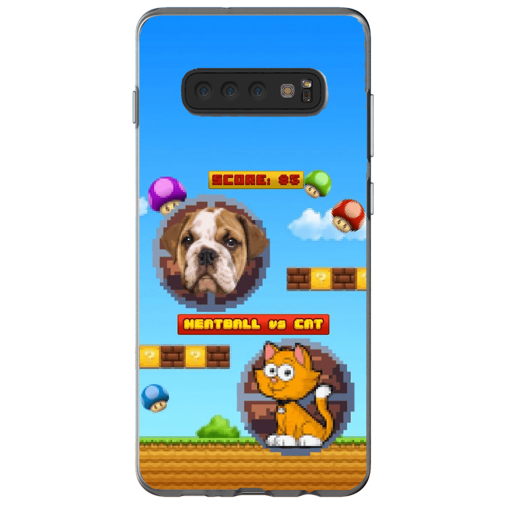 Funda de teléfono para mascotas personalizada con videojuego retro