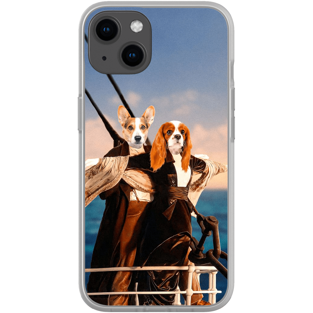 Funda personalizada para teléfono con 2 mascotas &#39;Titanic Doggos&#39;