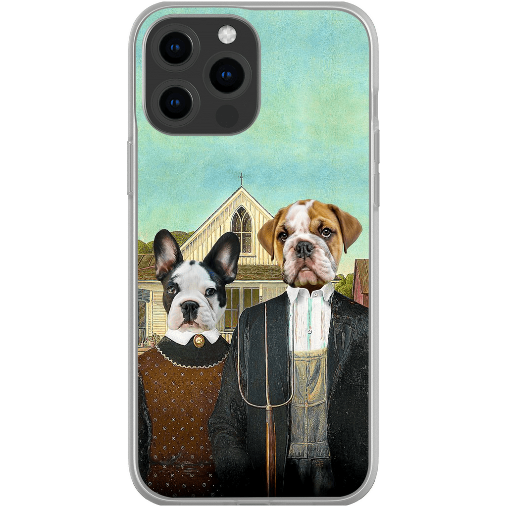 Funda personalizada para teléfono con 2 mascotas &#39;American Pawthic&#39;