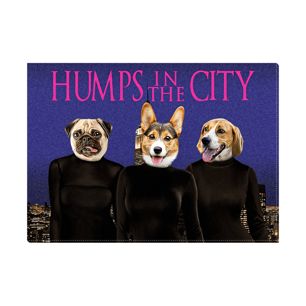 Lienzo personalizado para 3 mascotas &#39;Humps in the City&#39;