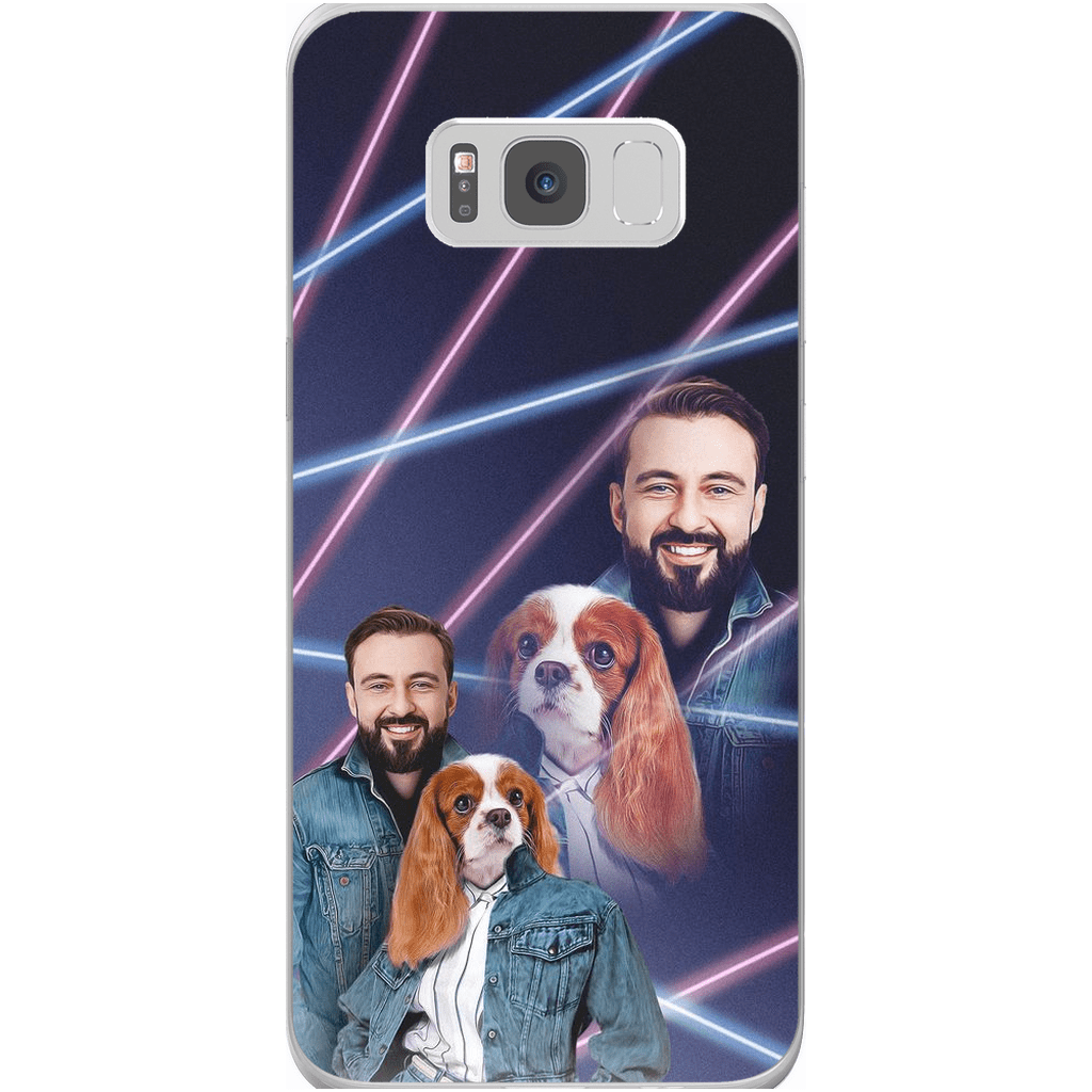 Funda para teléfono personalizada Lazer Portrait Pet (femenino)/humano (masculino) de los años 80