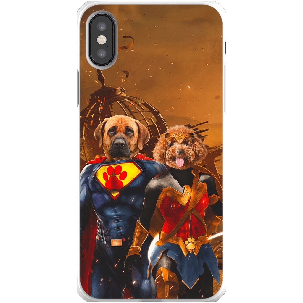 Funda personalizada para teléfono con 2 mascotas &#39;Superdog &amp;amp; Wonder Doggette&#39;