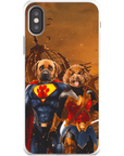 Funda personalizada para teléfono con 2 mascotas 'Superdog &amp; Wonder Doggette'