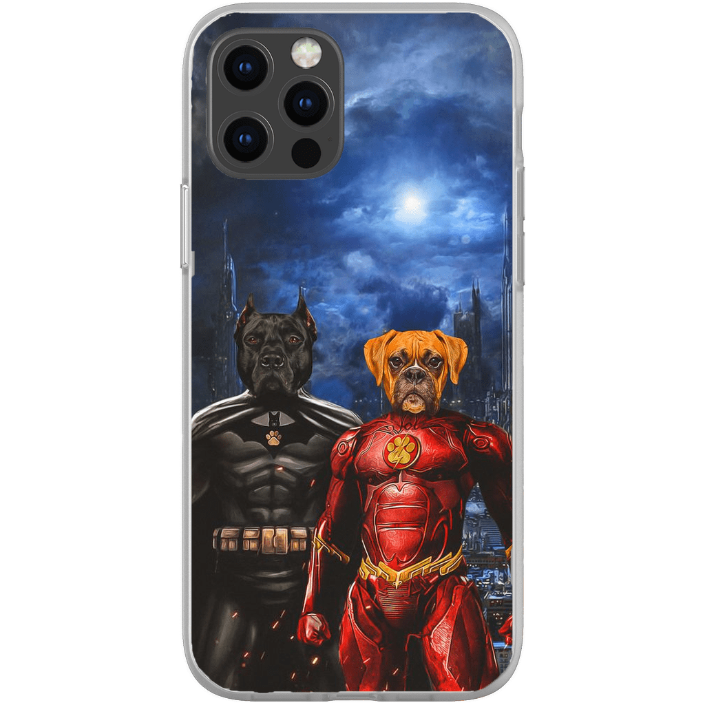 Funda personalizada para teléfono con 2 mascotas &#39;Batdog &amp;amp; Flash Doggo&#39;