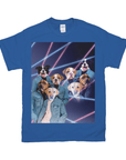 Camiseta personalizada para 4 mascotas 'Lazer Portrait (4 machos) de los años 80' 