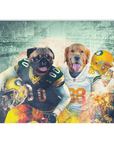 Manta personalizada para 2 mascotas 'Green Bay Doggos'