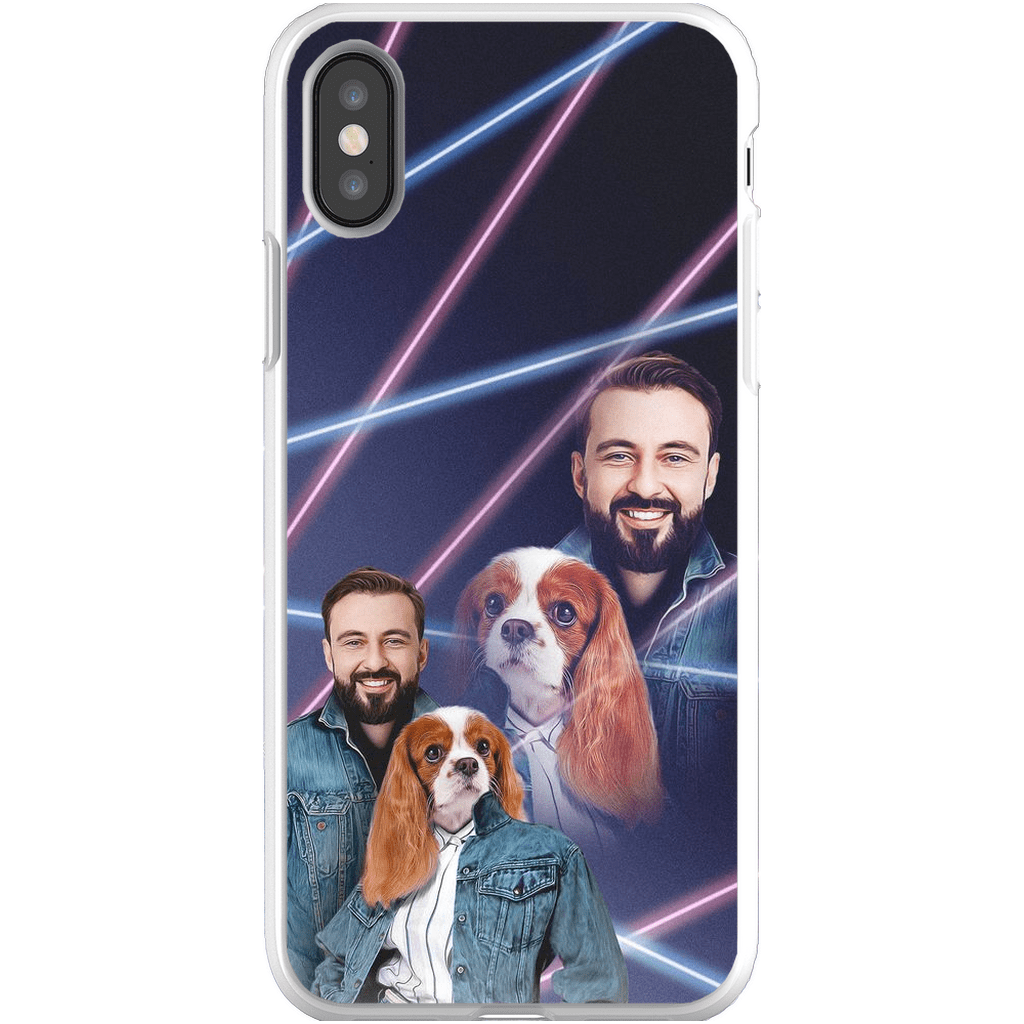 Funda para teléfono personalizada Lazer Portrait Pet (femenino)/humano (masculino) de los años 80