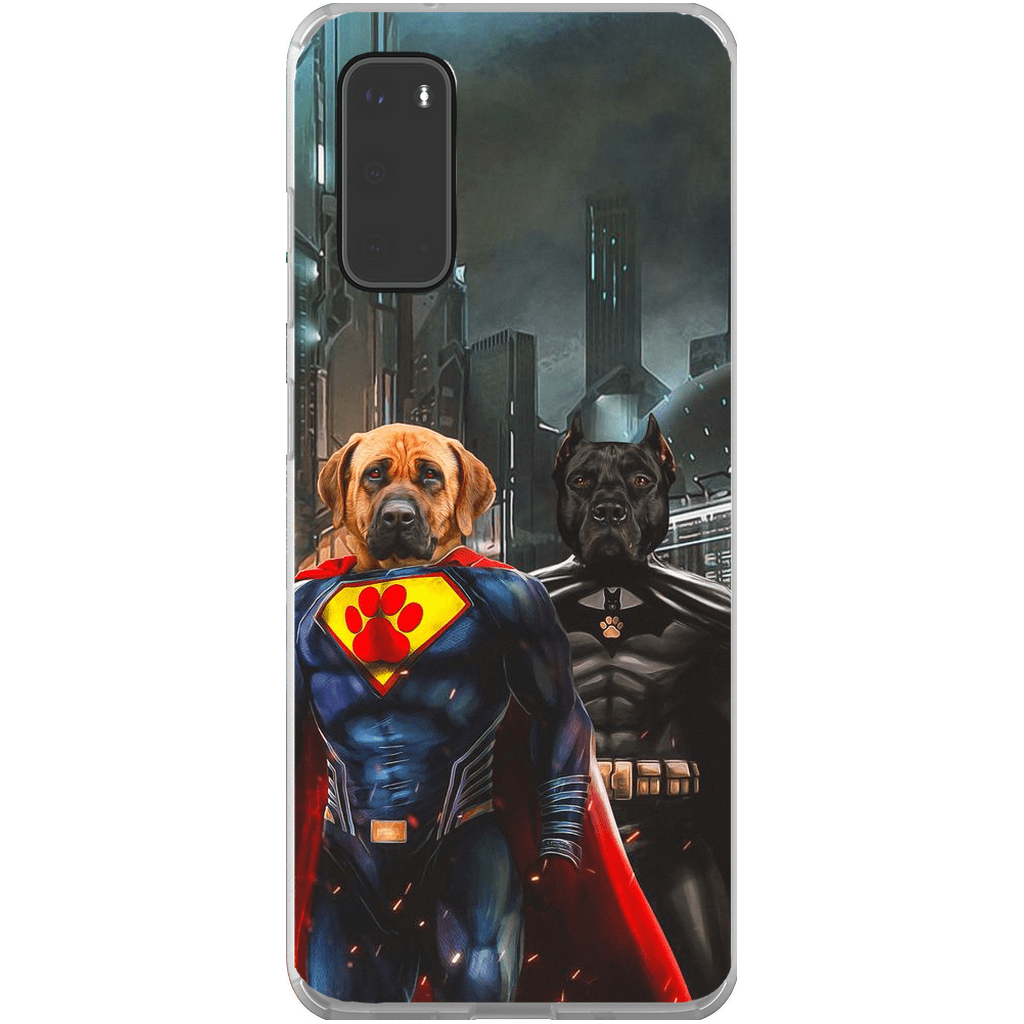 Funda personalizada para teléfono con 2 mascotas &#39;Superdog &amp;amp; Batdog&#39;