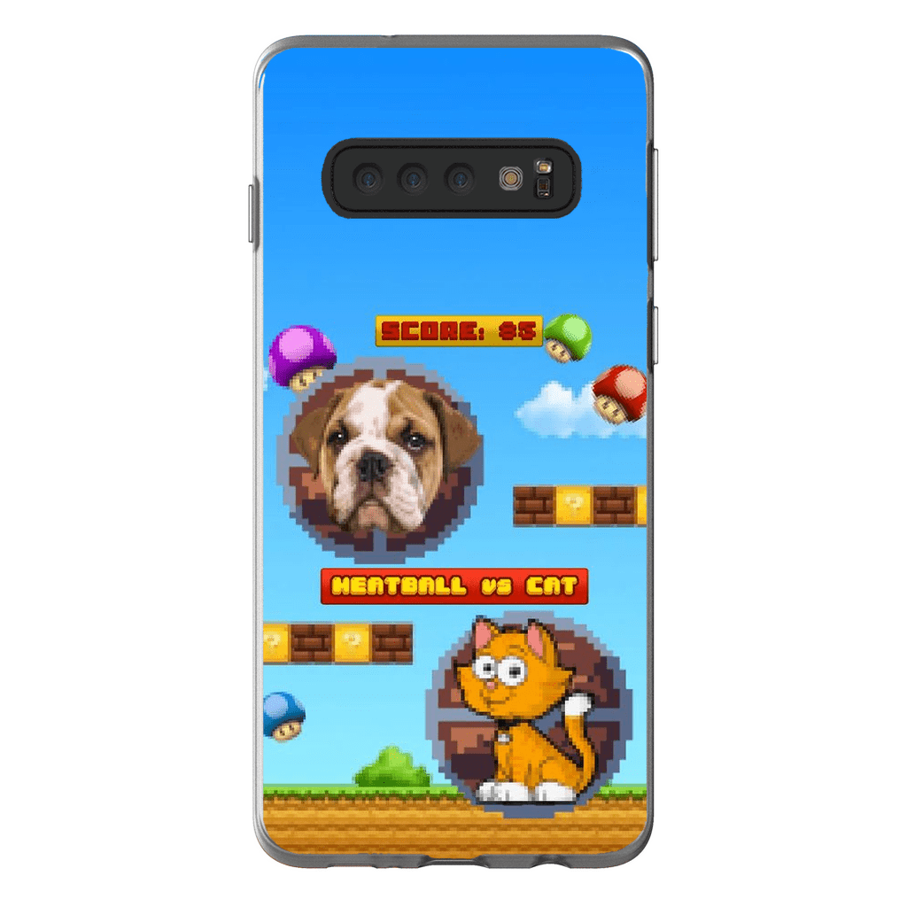 Funda de teléfono para mascotas personalizada con videojuego retro