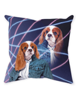 Cojín decorativo Mascota personalizada 'Retrato Lazer de los años 80 (hembra)'