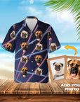 Camisa hawaiana personalizada (Retrato Lazer de los años 80: 1-4 mascotas)