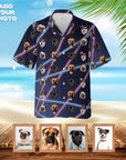 Camisa hawaiana personalizada (Retrato Lazer de los años 80: 1-4 mascotas)