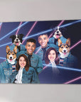 Lienzo personalizado Lazer Portrait 2 de mascotas y humanos de los años 80