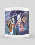 Taza personalizada con 3 mascotas 'Retrato Lazer de los años 80 (2 hembras/1 macho)'