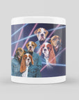 Taza personalizada con 3 mascotas 'Retrato Lazer de los años 80 (2 machos/1 hembra)'